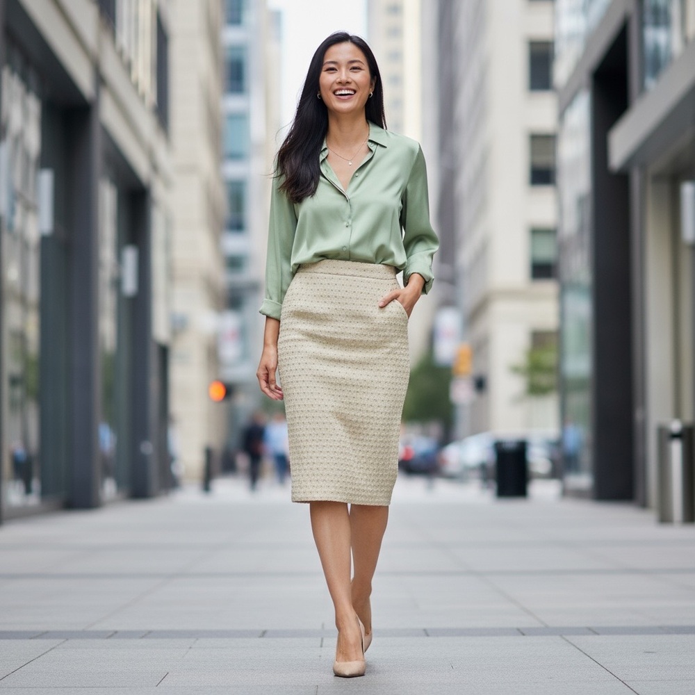 H&M Beige Pencil Skirt